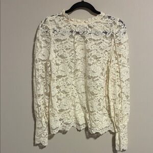 Chic Lace Women's Blouse in Cream